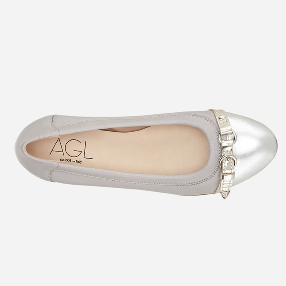 AGL Metallic Silver and Gray "Monika" Ballet Flat - Picture 3 of 10